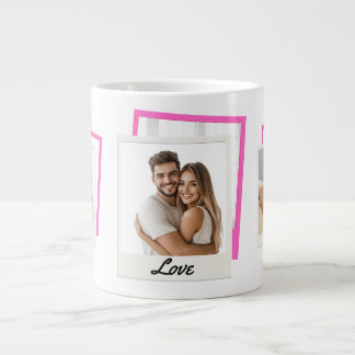 Cute Couple 'Love' 3 Photo Collage  Large Coffee Mug