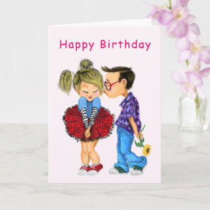 Cute Couple Love Birthday Card - Customisable