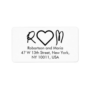 Cute Couple Monogram Heart Return Address Label