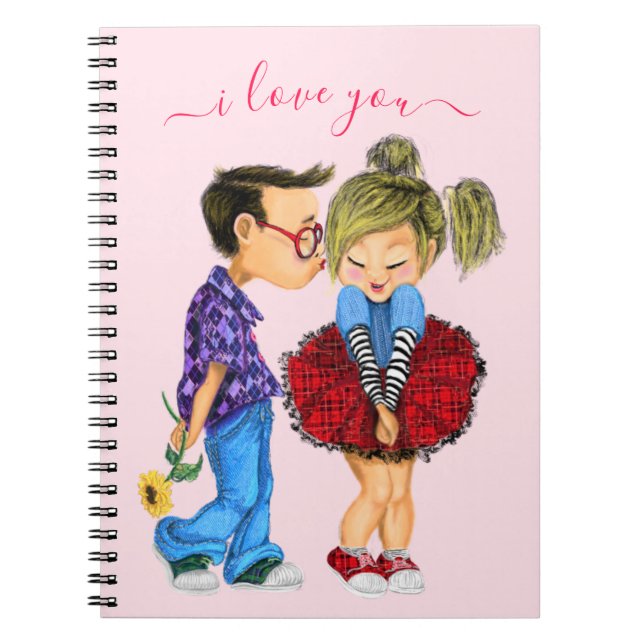 Cute Couple Notebook I Love You - Custom Text (Front)