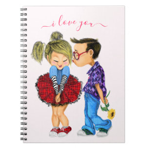 Cute Couple Notebook with Text - I Love You