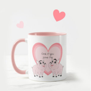 Cute couple of pink piggy mug