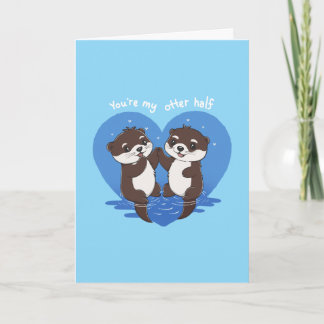 Cute Couple Otter Pun Folded Greeting Card
