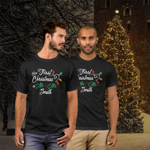 Cute Couple Our First Christmas Matching T-Shirt