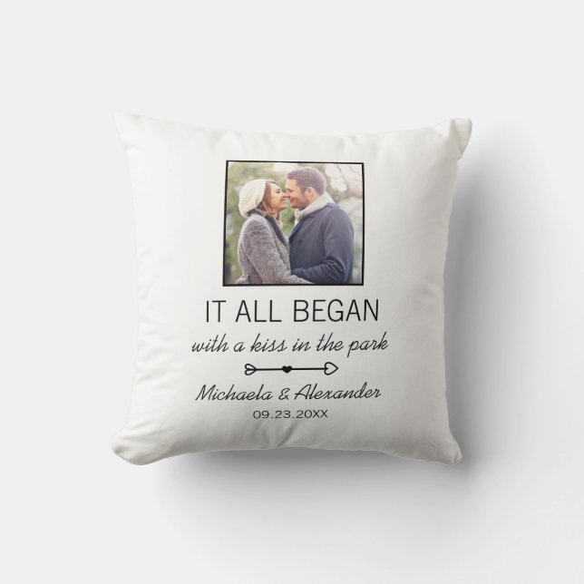 Cute Couple Photo Where It All Began Quote Cushion (Front)