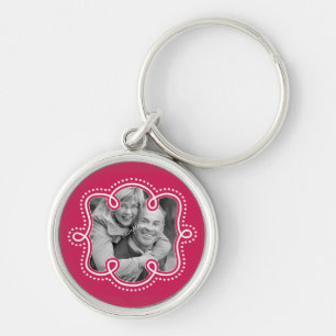 Cute Couple Pic Doodle Frame Raspberry Key Ring