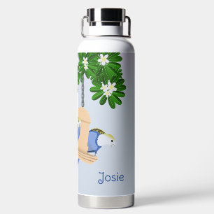 Cute Couple Playful Parrots Rosellas Add Name Water Bottle
