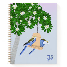 Cute Couple Playful Parrots Rosellas Monogram