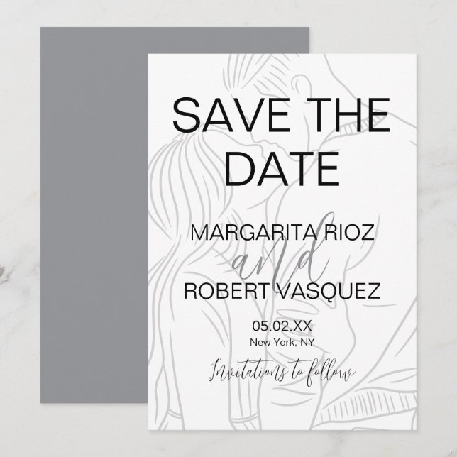 Cute Couple Script Save the Date Invitation (Front/Back)