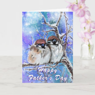 Cute Couple Sparrows Father's Day Card