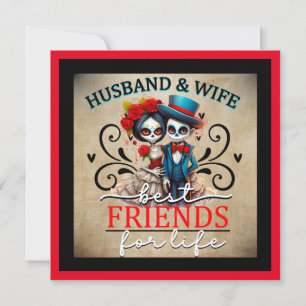 Cute Couple Sugar Skull  Holiday Card