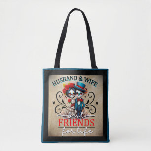Cute Couple Sugar Skull Tote Bag