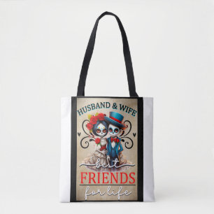 Cute Couple Sugar Skull Tote Bag