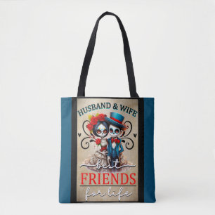 Cute Couple Sugar Skull Tote Bag