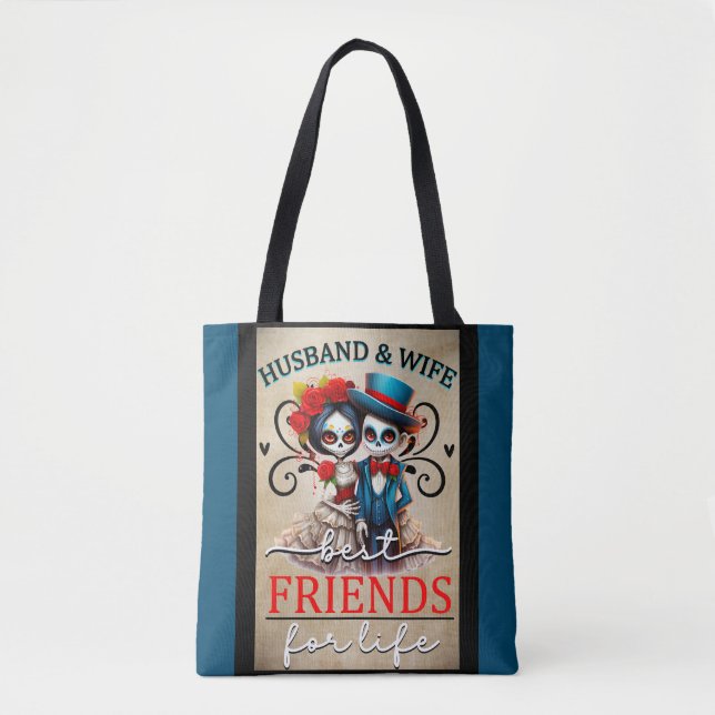 Cute Couple Sugar Skull  Tote Bag (Front)