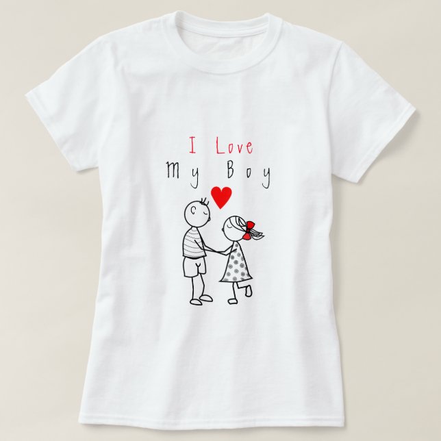 Cute Couple T-Shirt with Text - Customisable (Design Front)
