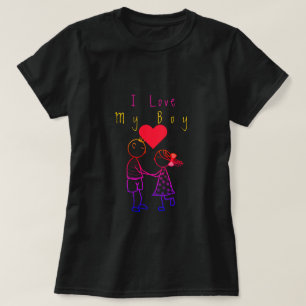 Cute Couple T-Shirt with Text - I Love My Boy