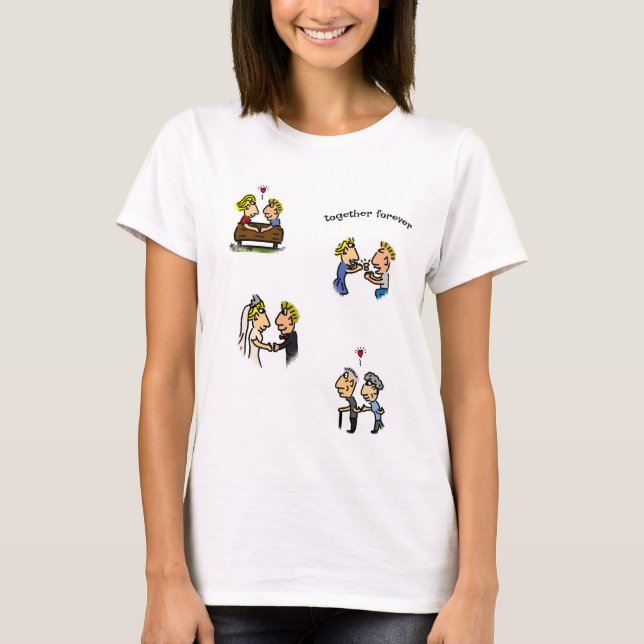 Cute Couple Together Forever Lovely Cartoon Epic T-Shirt (Front)