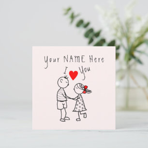 Cute Couple Valentine's Day Card with Custom Name
