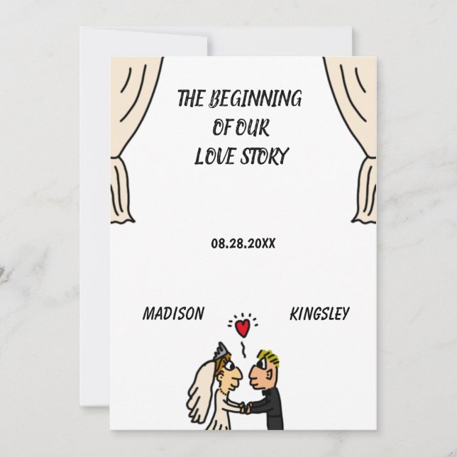 Cute Couple Wedding Story Beginning New Epic Invitation (Front)