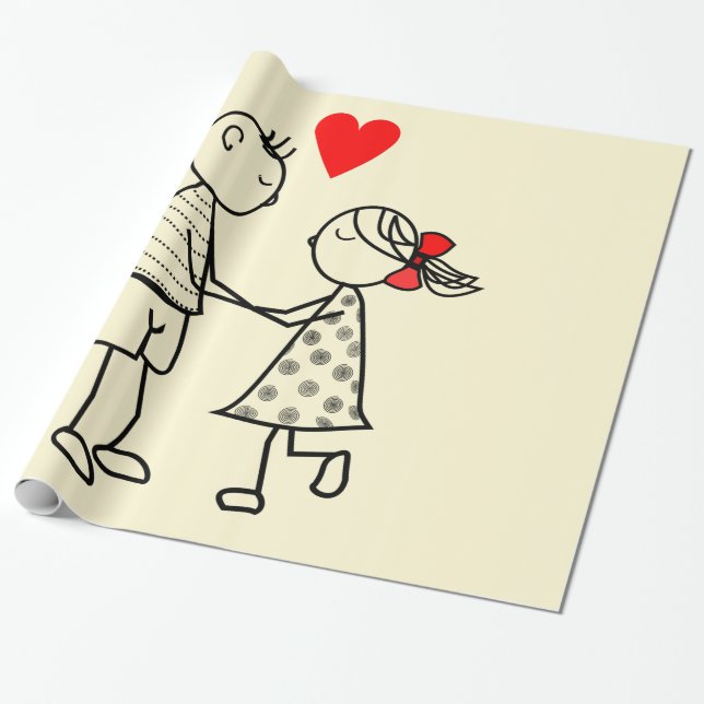 Cute Couple Wrapping Paper (Unrolled)