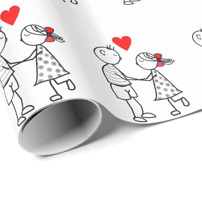 Cute Couple Wrapping Paper (Roll Corner)