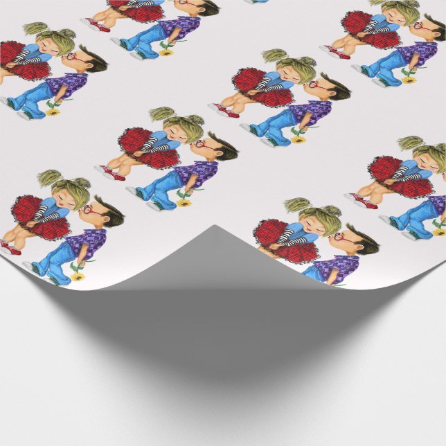 Cute couple Your Valentine's Day Wrapping Paper (Corner)
