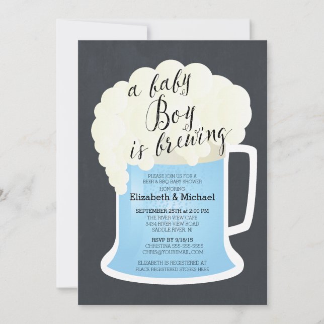 Cute Couples Boys Baby Shower Baby Brewing Invitation (Front)
