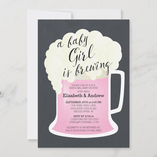 Cute Couples Girls Baby Shower Baby Brewing Invitation (Front)