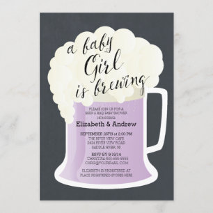 Cute Couples Girls Baby Shower Baby Brewing Invitation