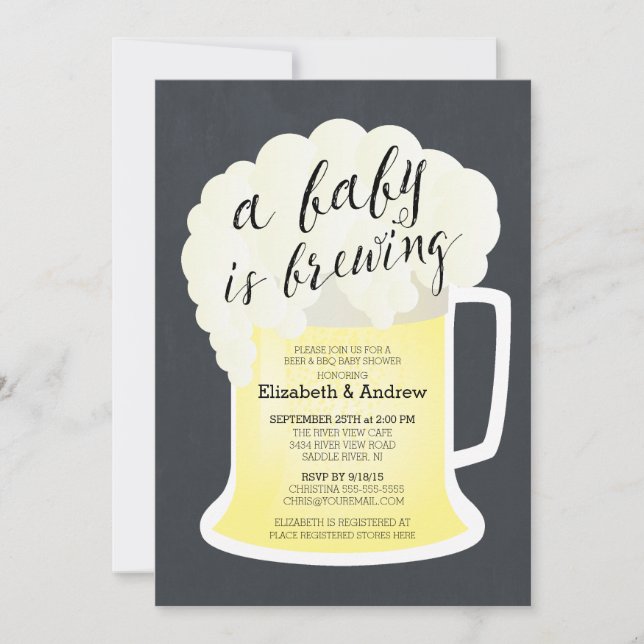 Cute Couples Neutral Baby Shower Baby Brewing Invitation (Front)
