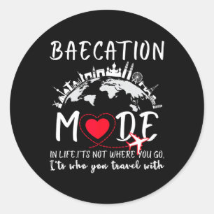 Cute Couples Trip Matching Vacation Baecation Mode Classic Round Sticker