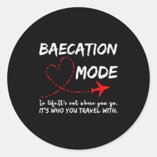 Cute Couples Trip Matching Vacation Baecation Mode Classic Round Sticker