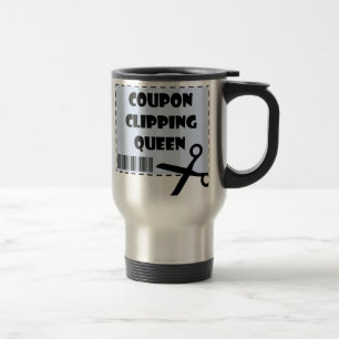 Cute Coupon Clipping Queen Saying Travel Mug