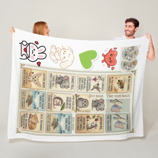 Cute & Courageous Animal Quote for kids Fleece Blanket (In Situ)