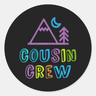 Cute COUSIN CREW Grandma Grandpa Sleepaway Camp Classic Round Sticker