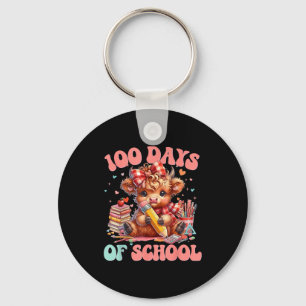 Cute cow 100 days of school fun for teachers key ring