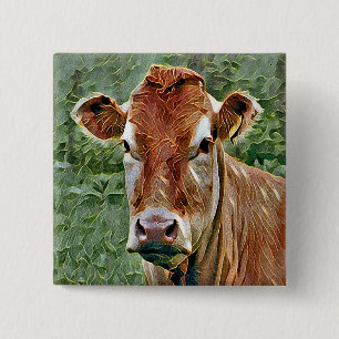 CUTE COW 15 CM SQUARE BADGE