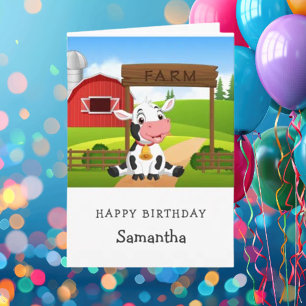 Cute Cow 1st Birthday Card