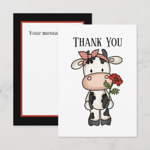 Cute cow add message  thank you card