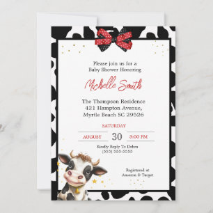 Cute Cow  and Cow Print Baby Shower Invitations