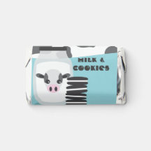 Cute Cow and Milk and Cookies Blue Baby Shower