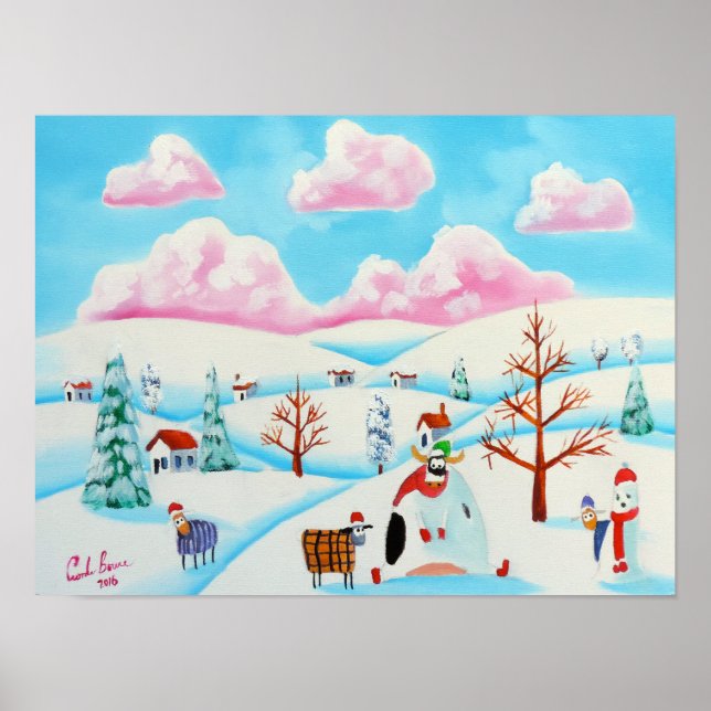 Cute cow and sheep poster (Front)