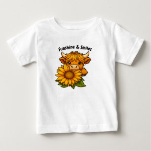 Cute Cow and Sunflower Baby T-Shirt