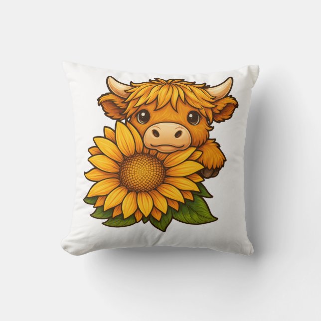 Cute Cow and Sunflower Cushion (Front)