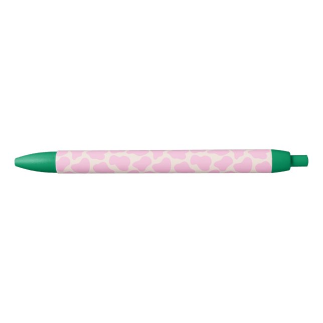 Cute Cow Animal Print Pattern Aesthetic Pink Black Ink Pen (Front)