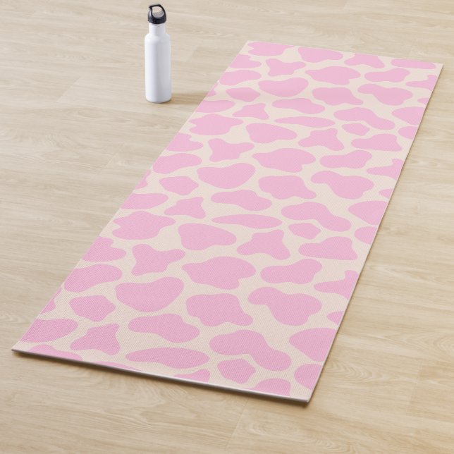 Cute Cow Animal Print Pattern Aesthetic Pink Yoga Mat (In Situ)