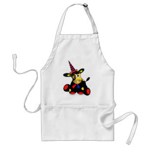 Cute cow at a party time standard apron
