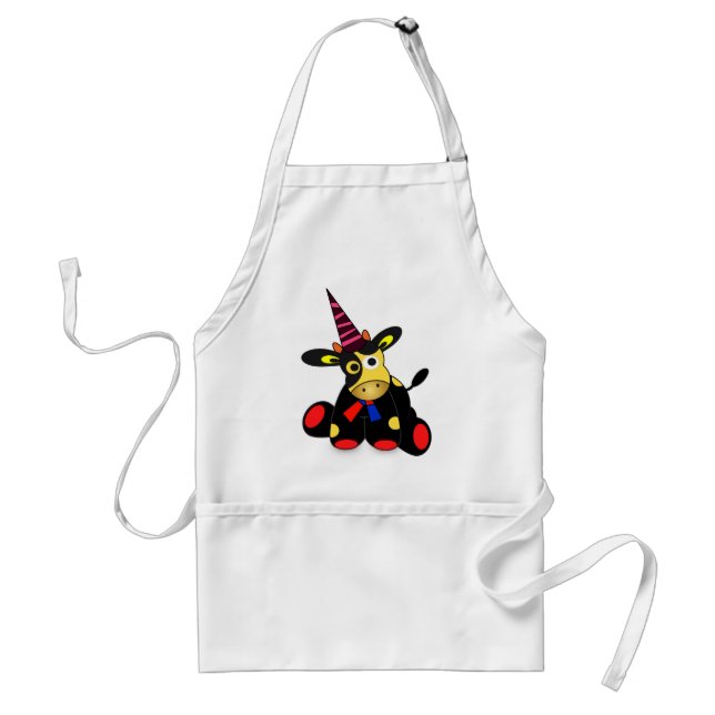Cute cow at a party time standard apron (Front)