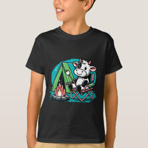 Cute Cow At The Campfire Funny S'more Camping T-Shirt